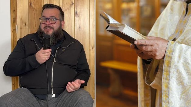 El padre ‘Roque’ y una imagen de un sacerdote leyendo