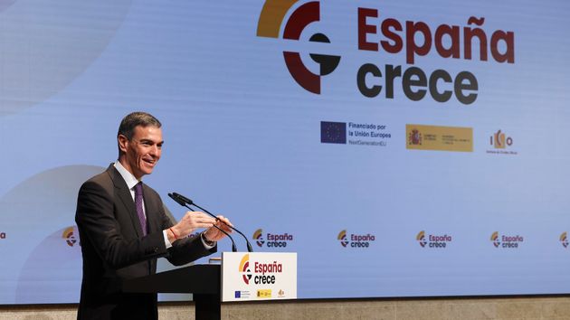 Pedro Sánchez presentando el fondo España Crece