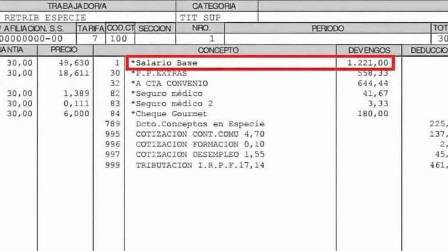 una nómina de un trabajador