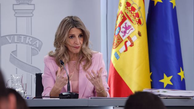 La vicepresidenta segunda y ministra de Trabajo, Yolanda Díaz, en el Consejo de Ministros