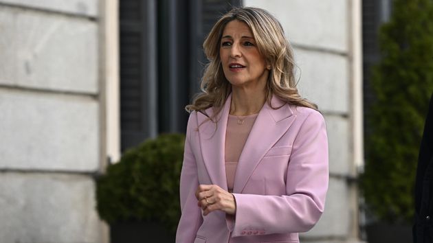 Yolanda Díaz llegando a un acto