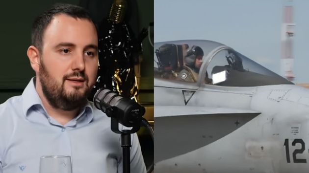 Enrique Gil y un piloto de caza