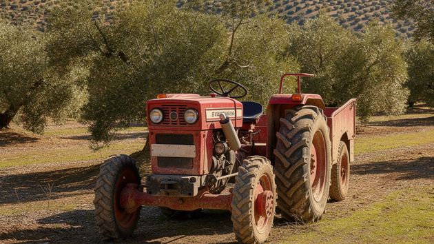 un tractor antiguo en un campo