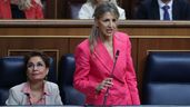 Yolanda Díaz durante la sesión de control en el Congreso