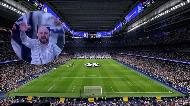 Imagen general de un estadio y la imagen de Tony haciendo el movimiento.