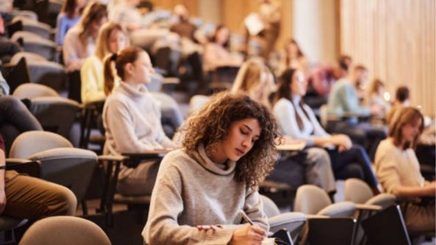 Una persona estudiando.