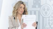 La ministra de Trabajo, Yolanda Díaz, en la rueda de prensa posterior de un Consejo de Ministros