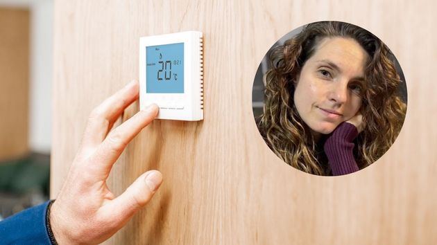 Una persona encendiendo la calefacción, con recorte Natalia Lara