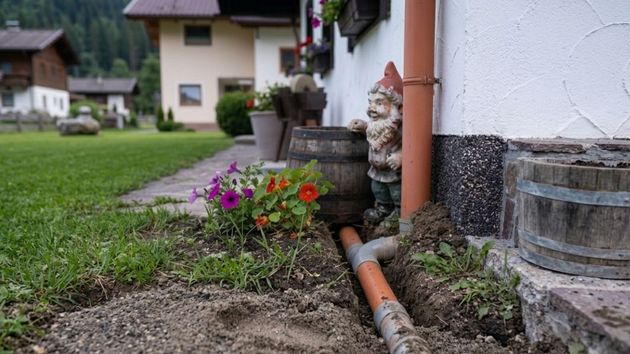 Una tubería enterrada en una vivienda
