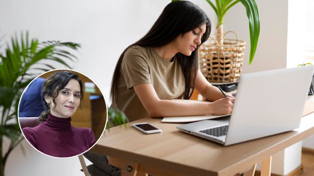 Isabel Díaz Ayuso y una teletrabajadora