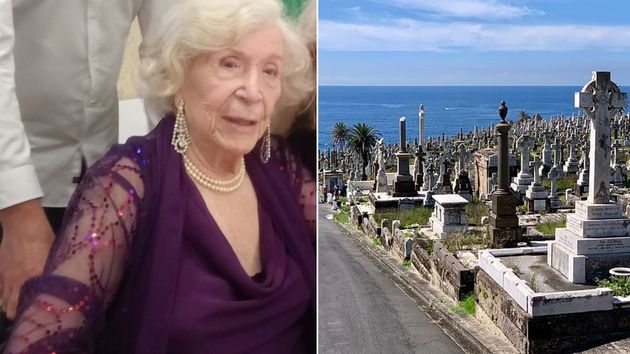 Una imagen de la anciana y del cementerio