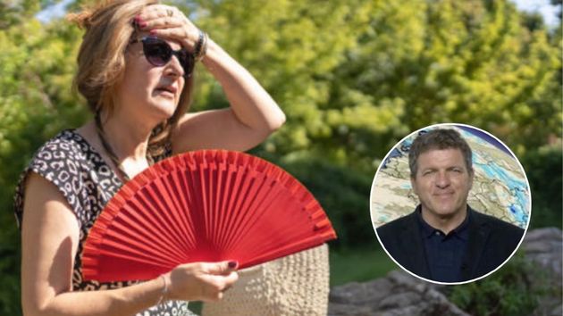 Picazo y una mujer abanicándose por calor.