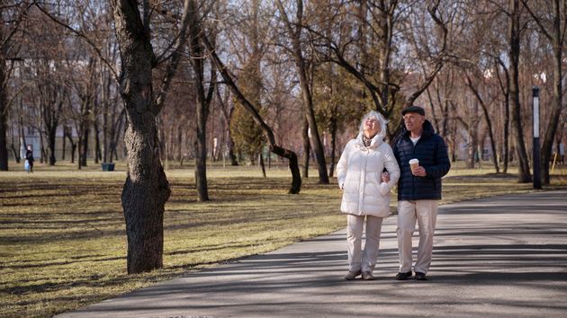 Adultos mayores paseando