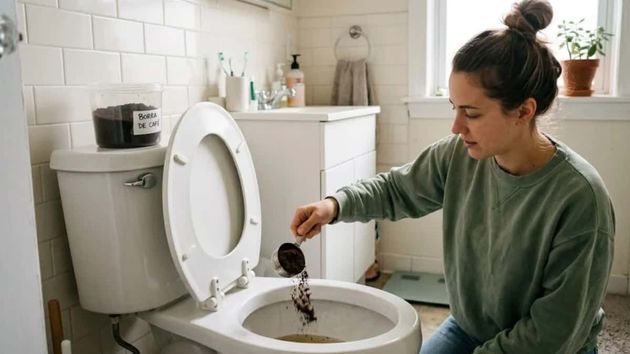 Imagen ilustrativa de una mujer tirado cafe al inodoro