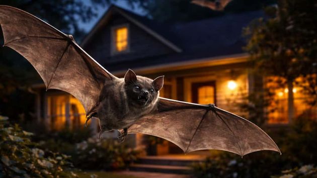 Murciélago volando una vivienda