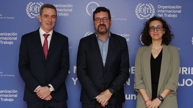 Félix Peinado, Joaquín Pérez Rey y Aitana Garí Pérez, hoy en el INSST.