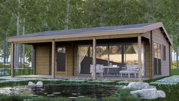 La baratísima casa prefabricada con terraza incluida, dos dormitorios, baño y terraza cubierta y por menos de 19.000 euros