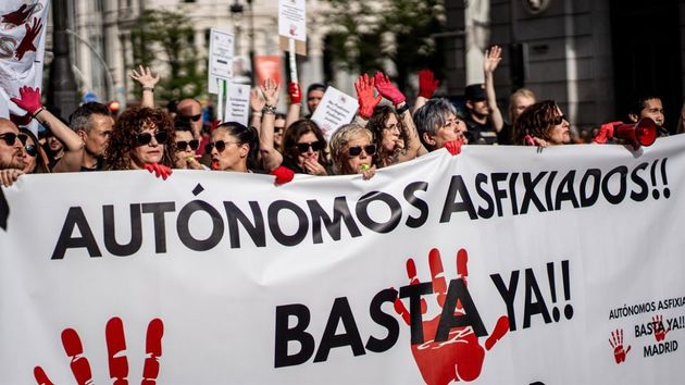 Trabajadores autónomos en una manifestación
