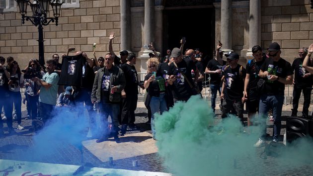 Una manifestación de funcionarios de prisiones en protesta por el asesinato de una compañera