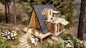la casa prefabricada triangular con forma de A