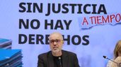 El secretario general de CCOO, Unai Sordo, en la presentación del informe 'Sin justicia no hay derechos'