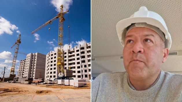 unas grúas en una construcción de edificios y Matías Armani