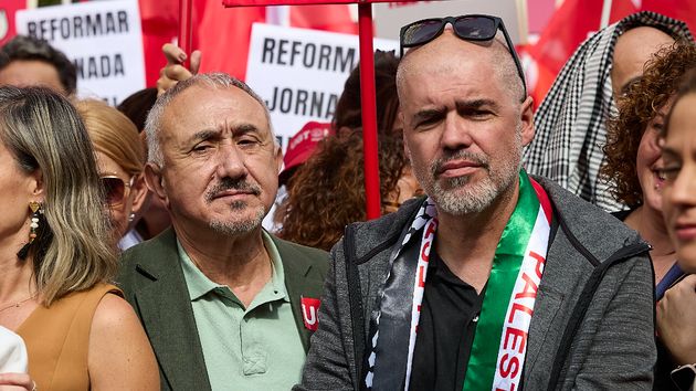 Unai Sordo y Pepe Álvarez en una manifestación