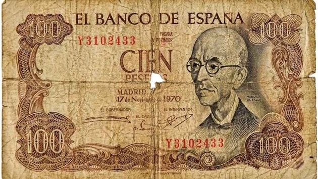 billete de 100 pesetas de 1875