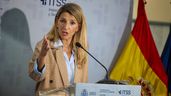 La ministra de Trabajo, Yolanda Díaz, durante la pasada presentación del Plan Estratégico 2025-2027 de la ITTS