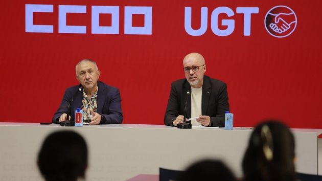 Los secretarios generales de UGT y CCOO, Pepe Álvarez y Unai Sordo respectivamente