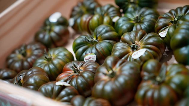 Una caja con tomates