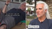 Manuel durmiendo en cartones y durante la entrevista