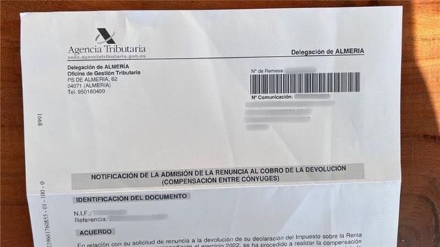Una notificación de Hacienda 