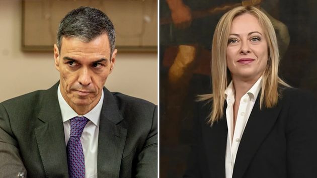 El presidente del Gobierno de España Pedro Sánchez y la presidenta de Italia, Giorgia Meloni