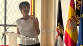 Elma Saiz hablando a los medios de comunicación en Ceuta
