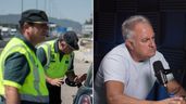 unos guardia civiles parando un coche y José Luis durante la entrevista