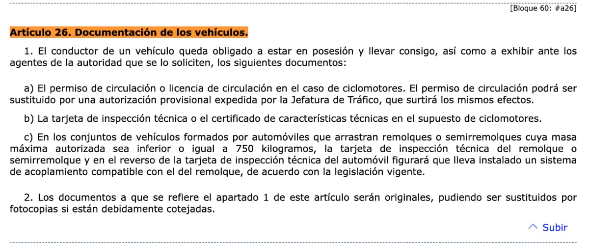 artículo 26 del Reglamento General de Vehículos