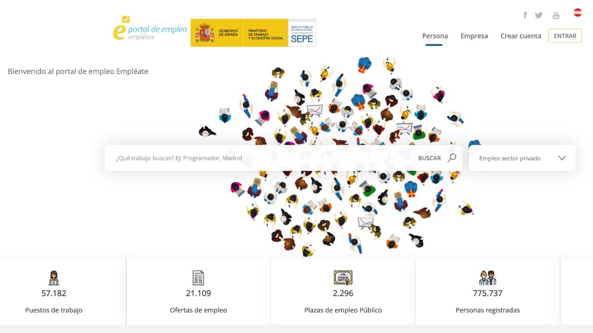 portal de empleo del SEPE "Empléate" en marzo de 2023