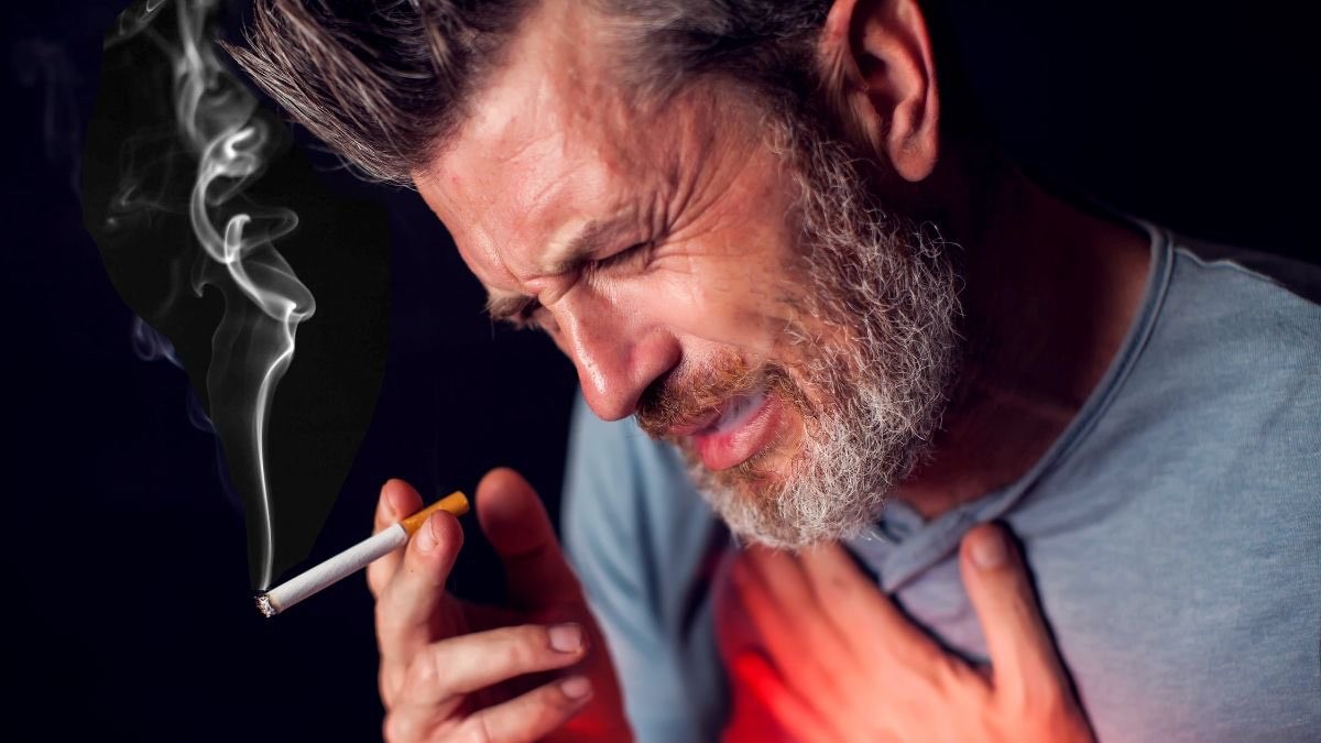 persona fumadora con dolencia en el pecho