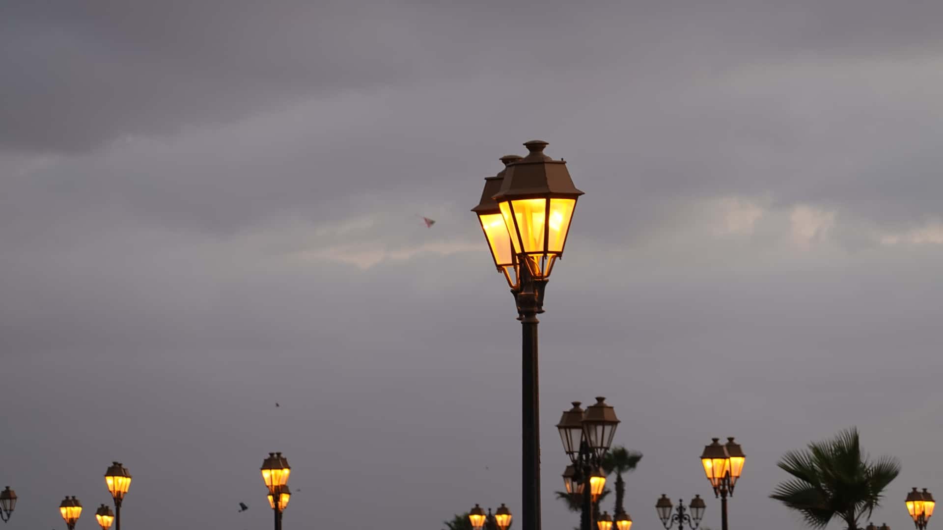 Una farola alumbrando