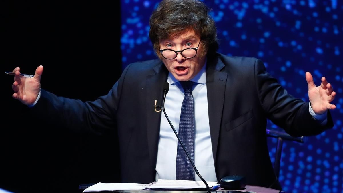 El presidente de Argentina, Javier Milei, durante una intervención en el debate electoral.