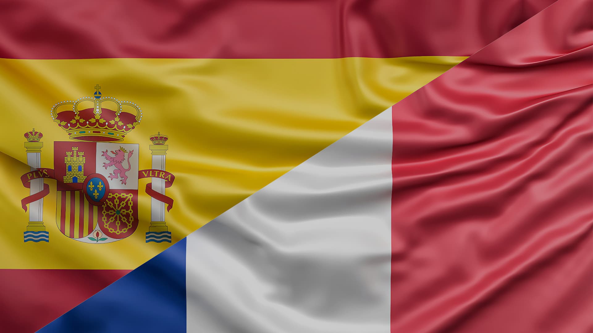 Banderas de España y Francia Bandera de España y Francia