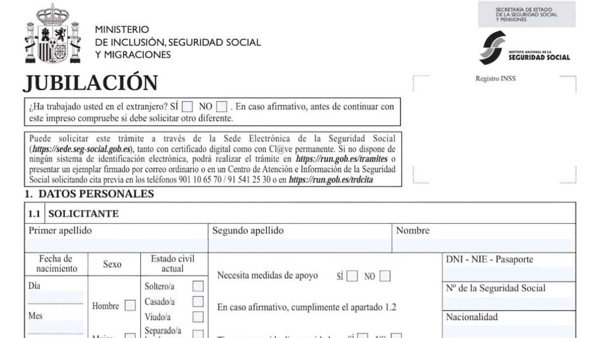 Modelo solicitud jubilación