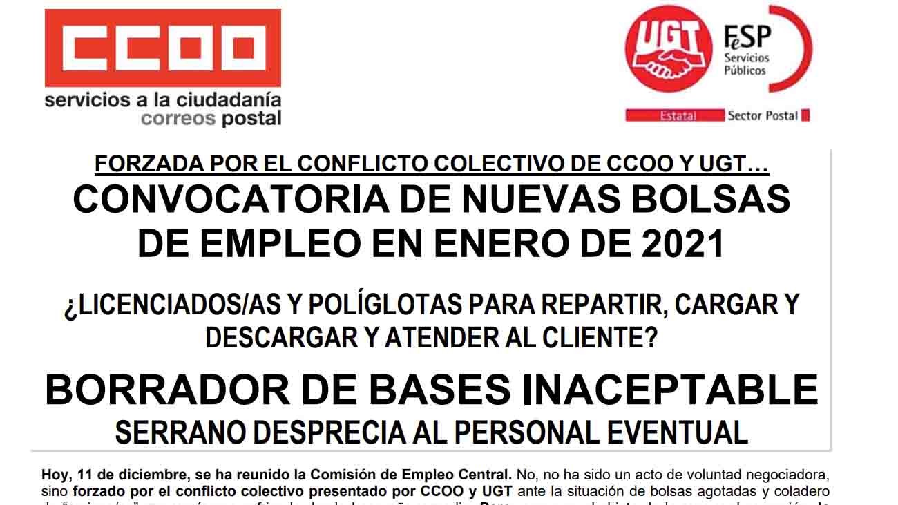 Bolsa de empleo de Correos: esta es la propuesta ‘inaceptable’ para los sindicatos