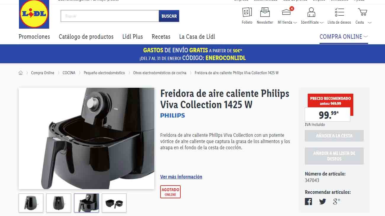 Lidl vuelve a sorprender: freidora Philips sin aceite solo 100 euros