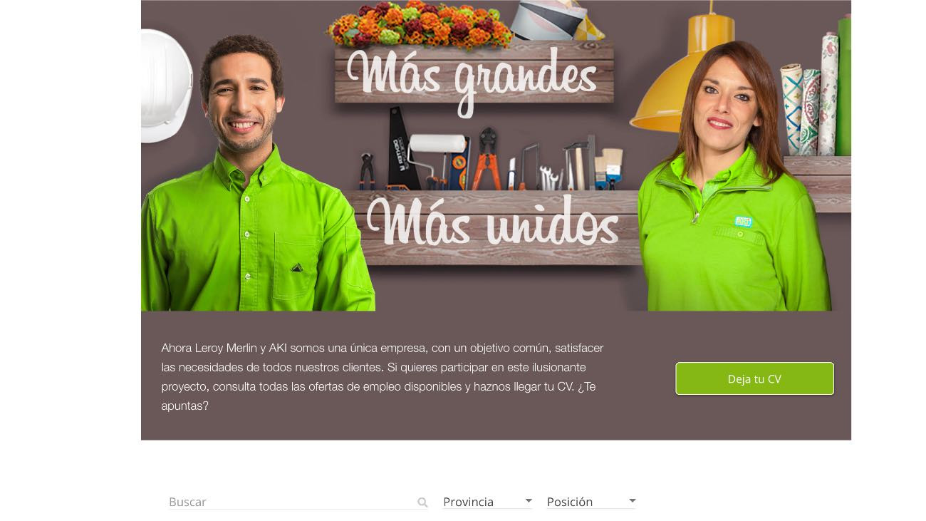 Buscador de ofertas de empleo de Leroy Merlin