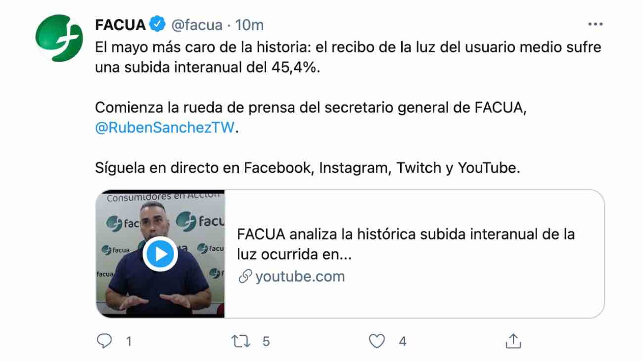 facua critica nueva factura de la luz 2021