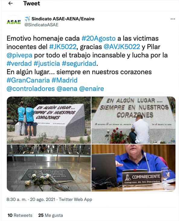 tweet accidente spanair