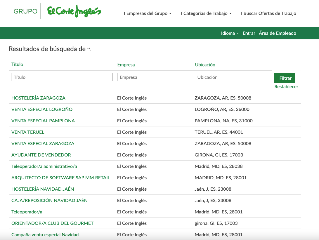 ofertas de empleo El Corte Inglés