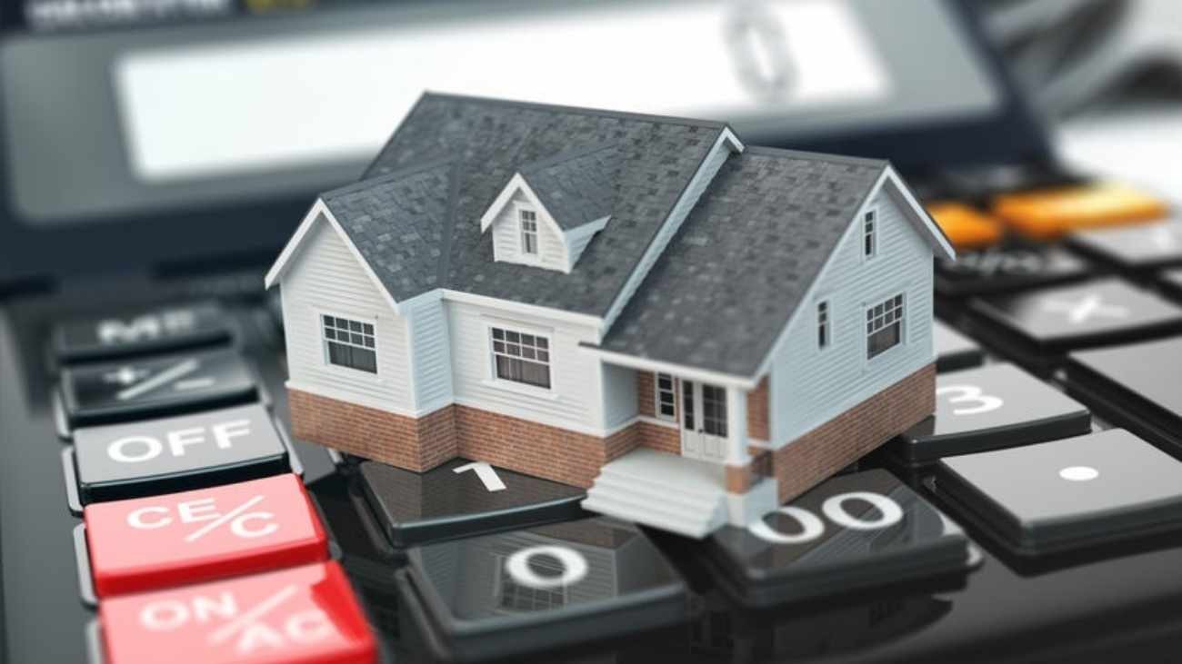 Imagen de una casa sobre una calculadora Cómo afecta el valor catastral de la vivienda al pago del IBI